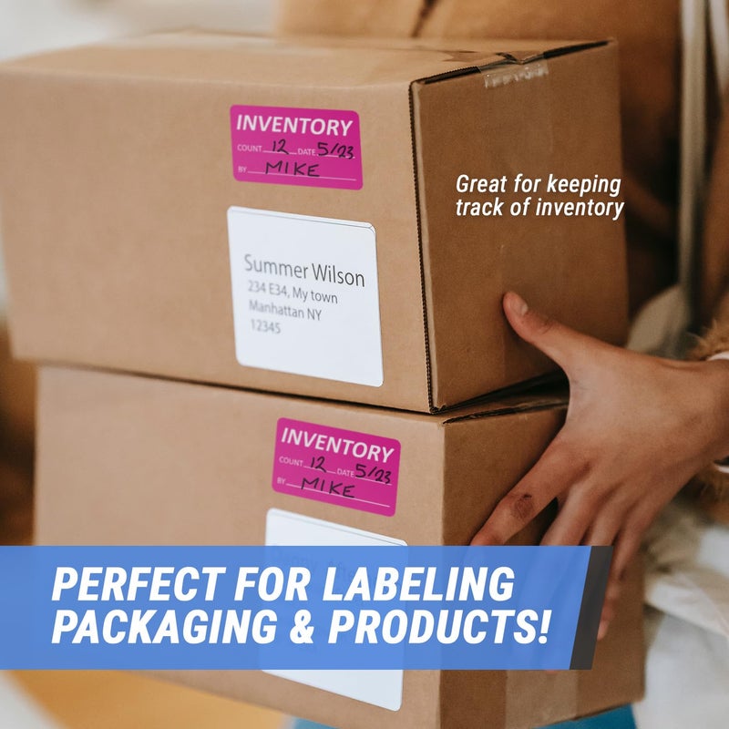 OfficeSmartLabels Inventory Labels (2.5 x 1.5 inch, Bright Pink - 300 Labels) Inventory Count Writable Stickers for Inventory Management or Inventory Control - Image 4